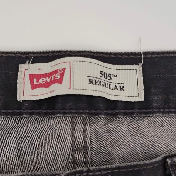 Levi's 505 Unisex Regular Fit Black Jeans Size 16H 34 x 28 - Picture 4 of 5